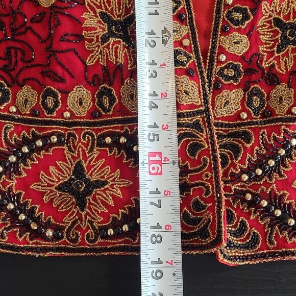 Vintage Adrianna Papell Evening Silk Beaded Jacket Small Formal Party *flaws - Picture 7 of 11